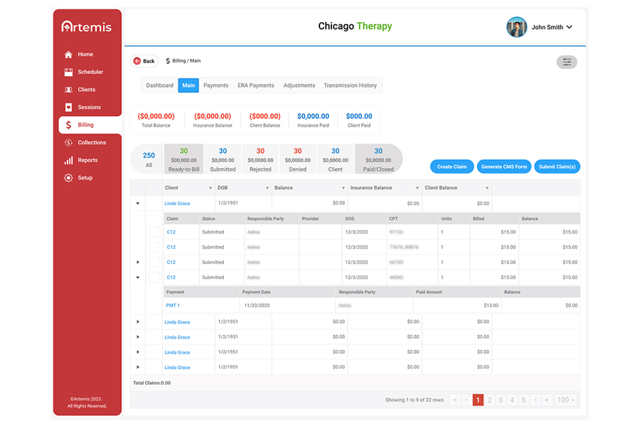 screenshot of ABA Practice Management
